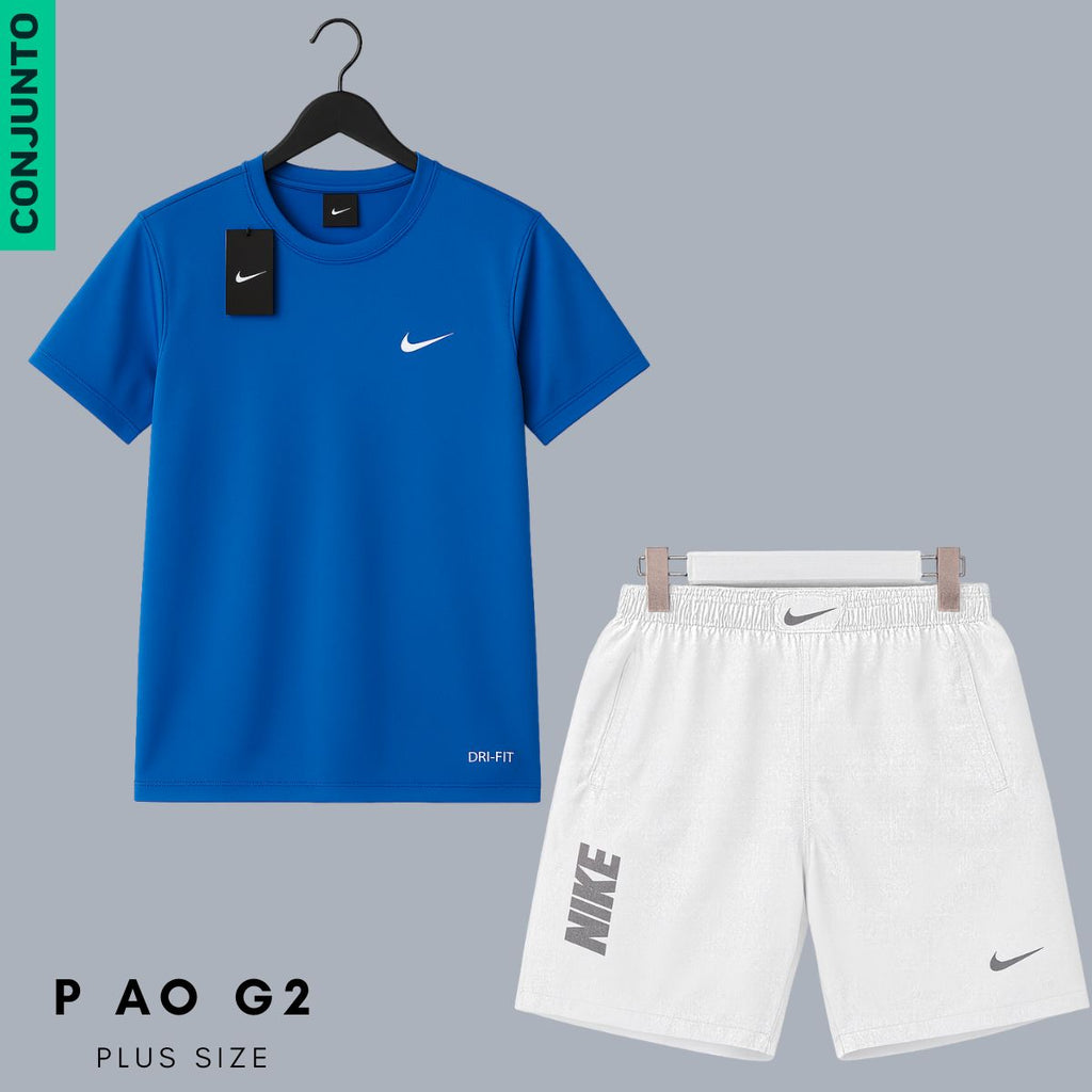 Conjunto Fitness Masculino Dry Fit - P ao G2 - Camiseta e Bermuda C/ Zíper