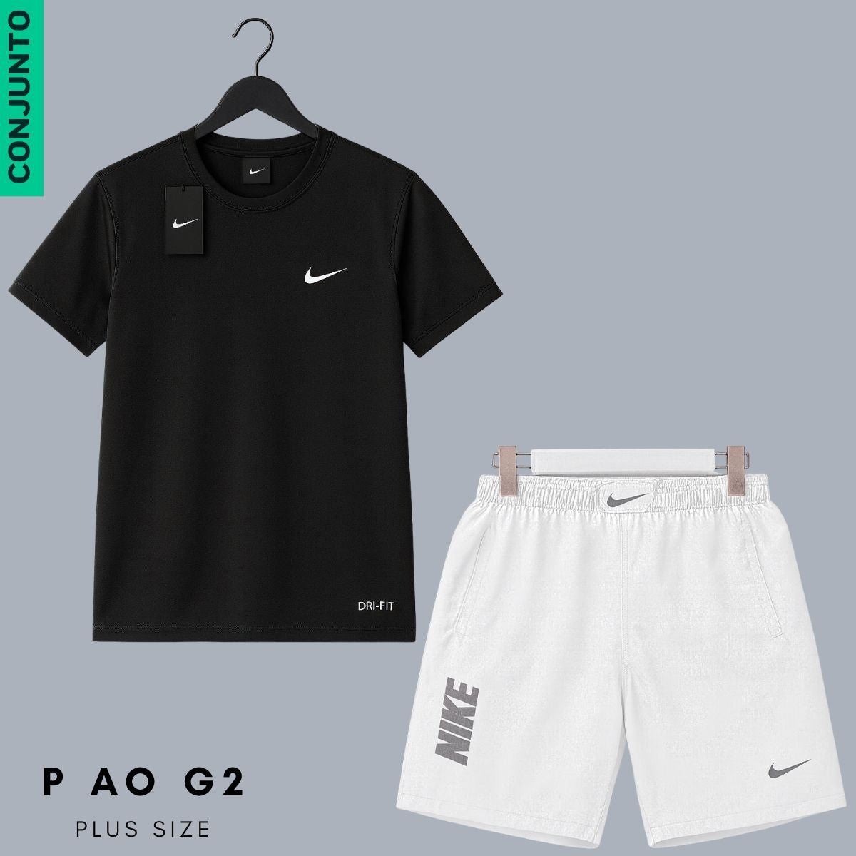 Conjunto Fitness Masculino Dry Fit - P ao G2 - Camiseta e Bermuda C/ Zíper