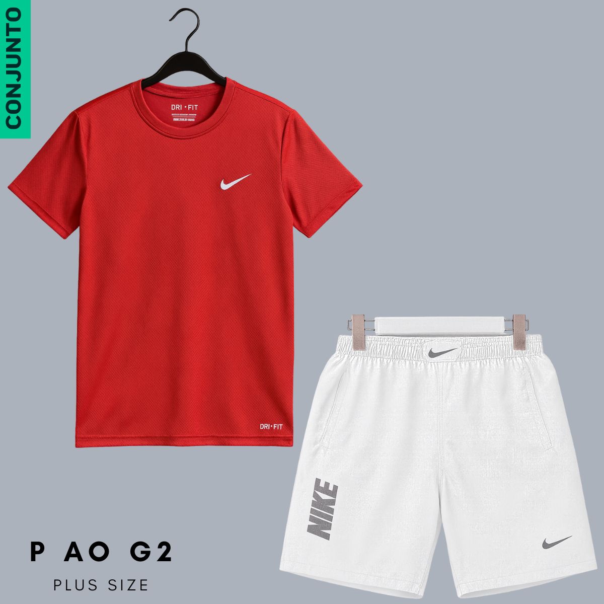 Conjunto Fitness Masculino Dry Fit - P ao G2 - Camiseta e Bermuda C/ Zíper