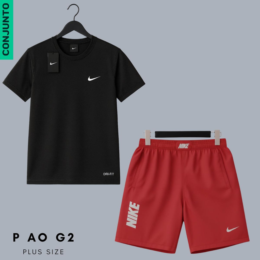 Conjunto Fitness Masculino Dry Fit - P ao G2 - Camiseta e Bermuda C/ Zíper