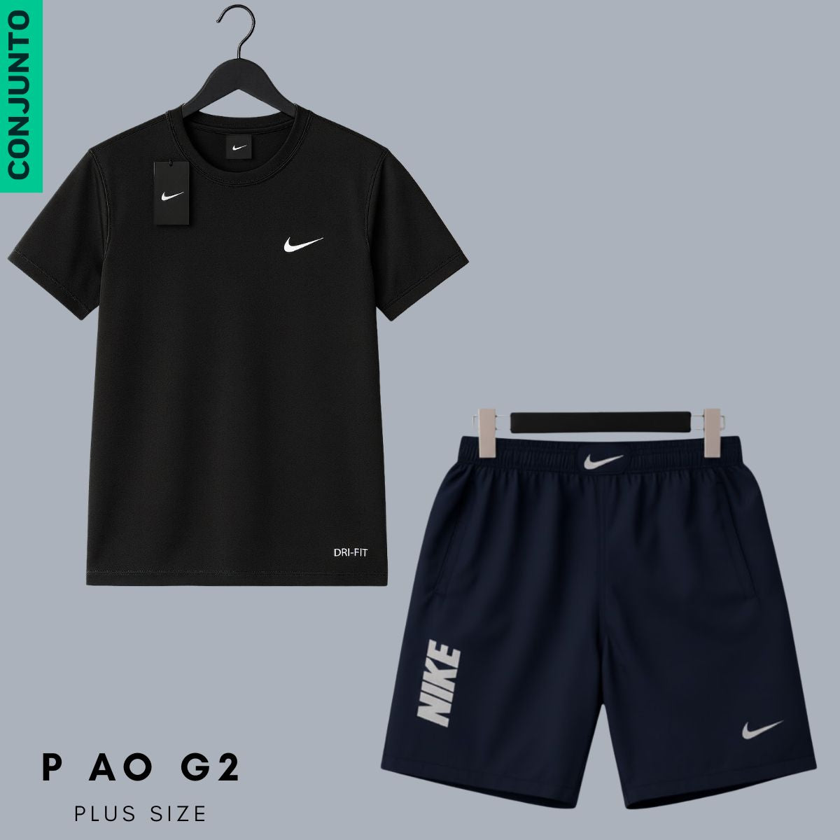 Conjunto Fitness Masculino Dry Fit - P ao G2 - Camiseta e Bermuda C/ Zíper