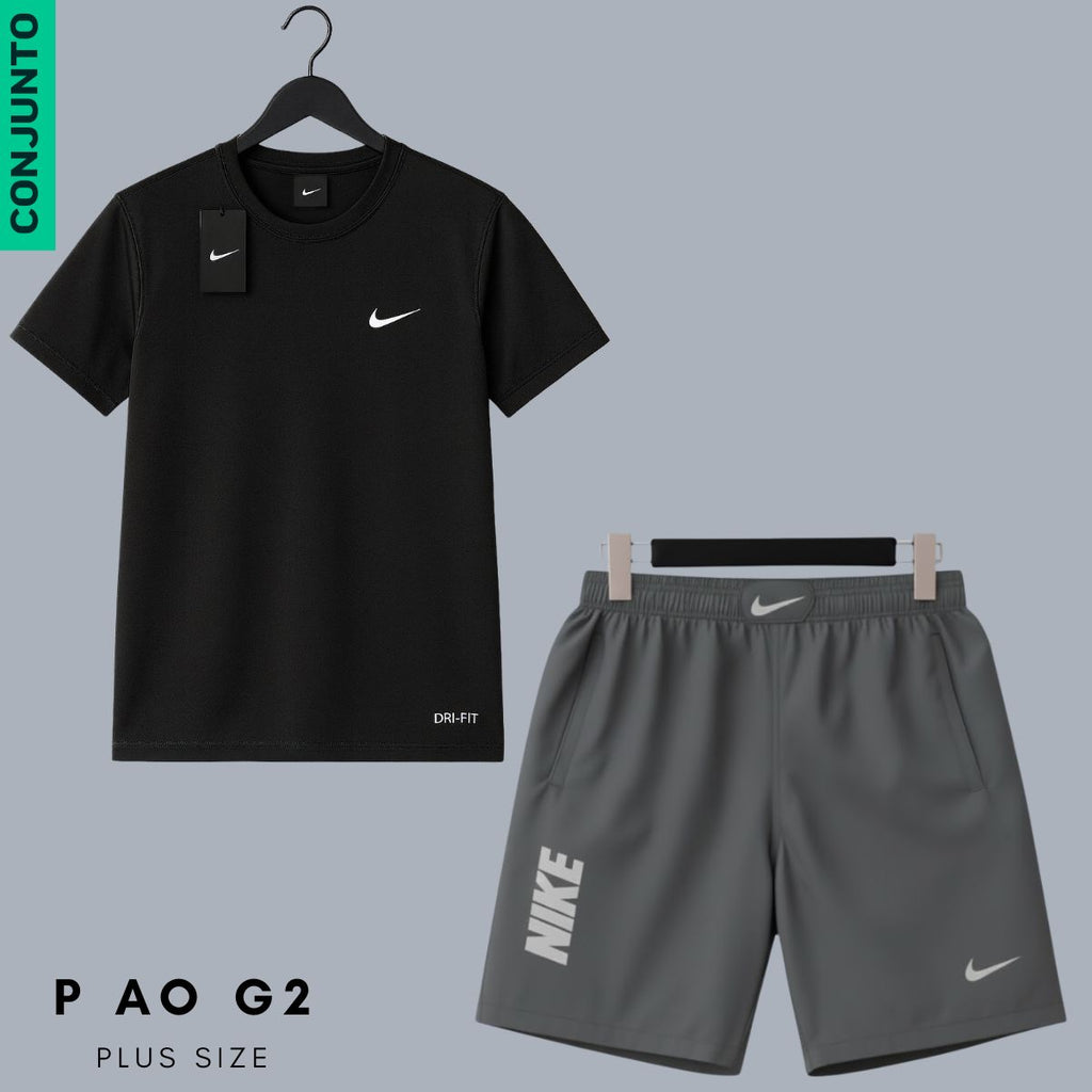 Conjunto Fitness Masculino Dry Fit - P ao G2 - Camiseta e Bermuda C/ Zíper