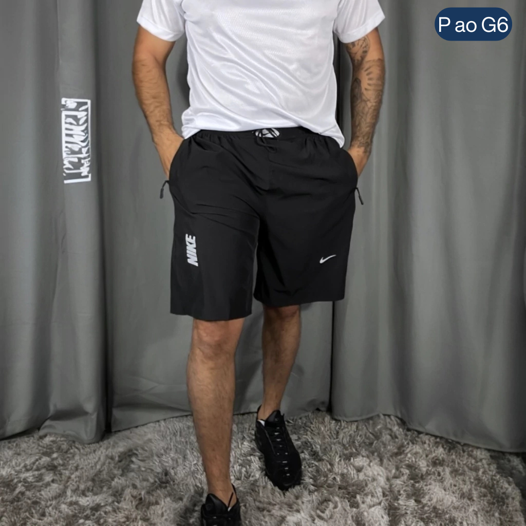 Bermuda Masculina com Zíper em Elastano – Preto (P ao G6)