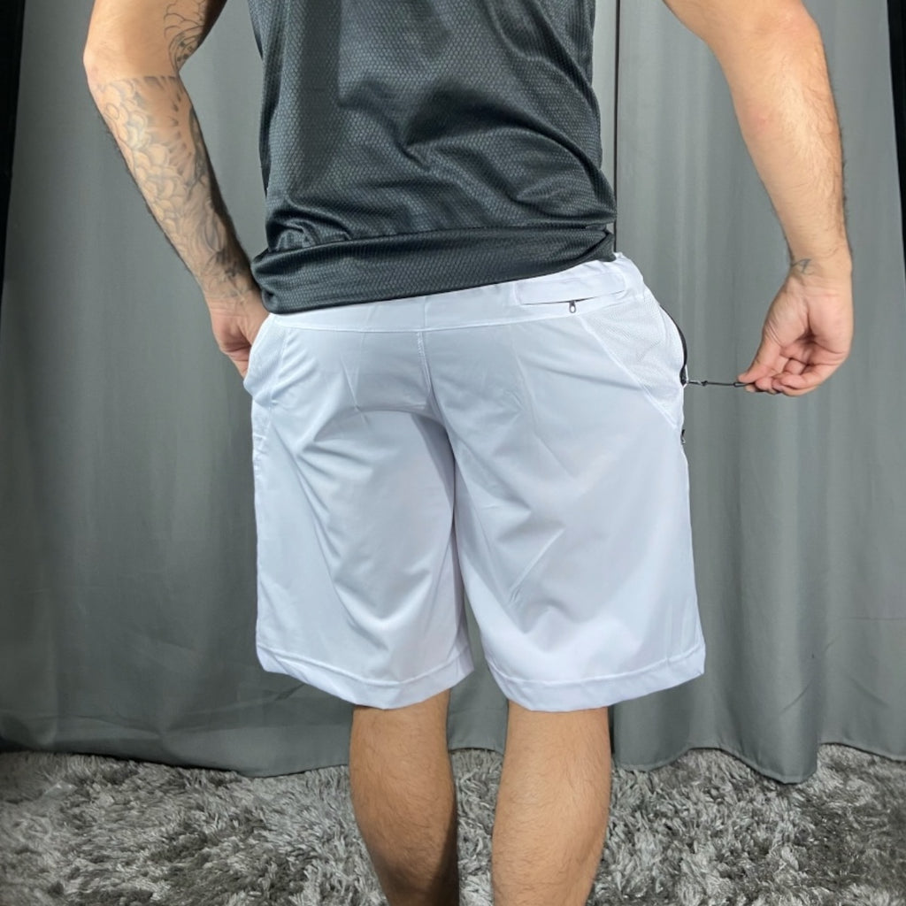 Bermuda Masculina com Zíper em Elastano – Branca (P ao G2)