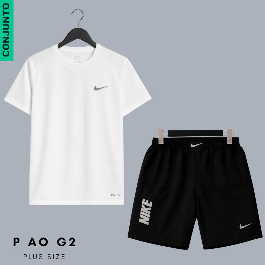 Conjunto Fitness Masculino Dry Fit - P ao G2 - Camiseta e Bermuda C/ Zíper