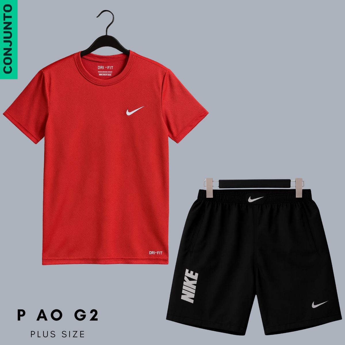 Conjunto Fitness Masculino Dry Fit - P ao G2 - Camiseta e Bermuda C/ Zíper