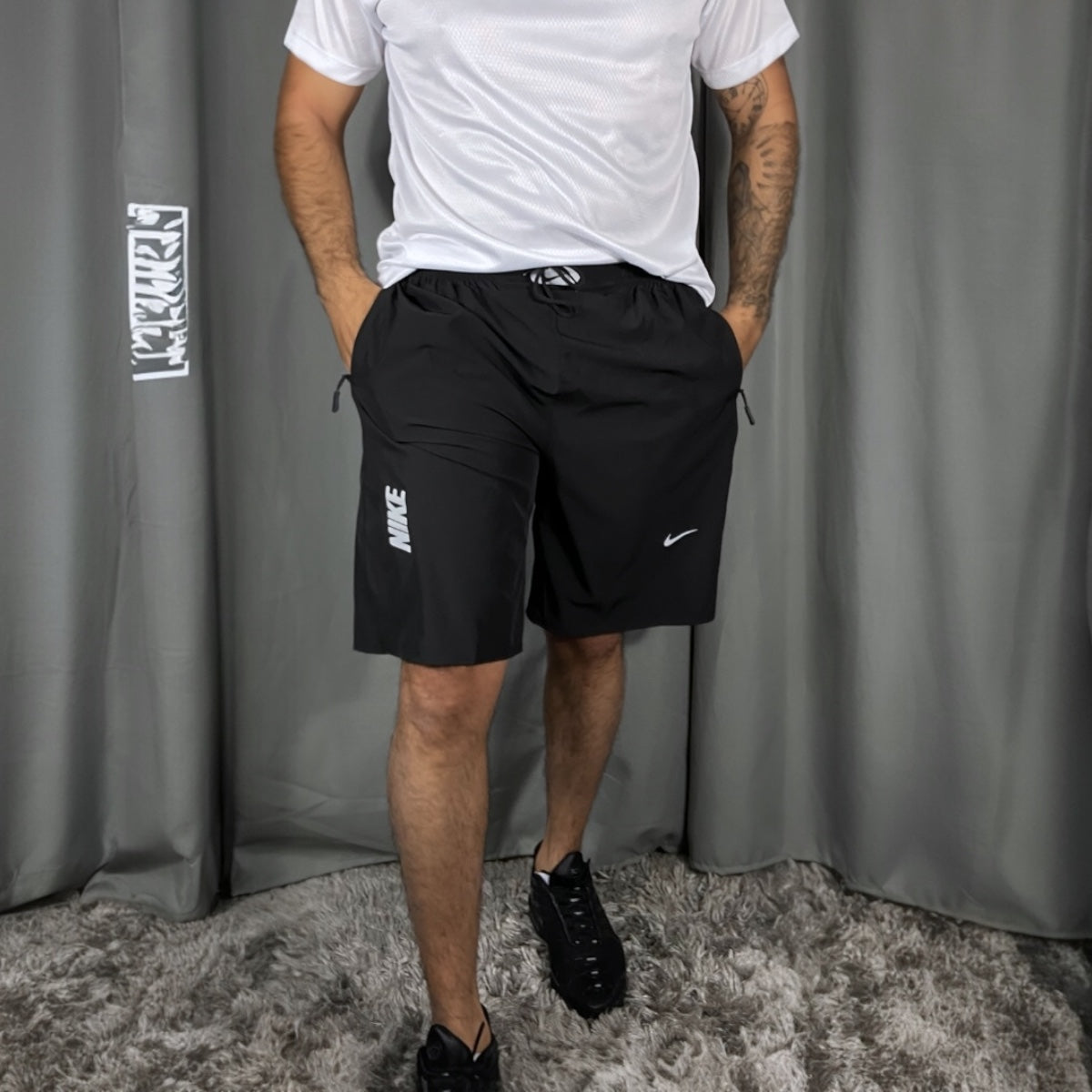 Bermuda Masculina com Zíper em Elastano – Preto (P ao G6)