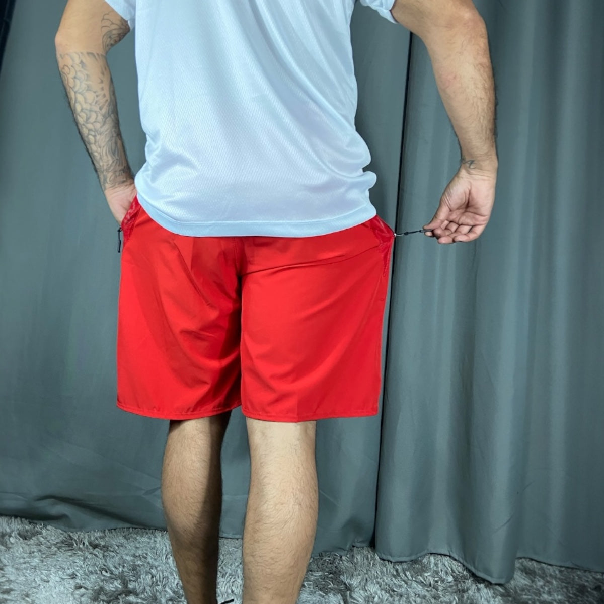 Bermuda Masculina com Zíper em Elastano – Vermelha (P ao G2)