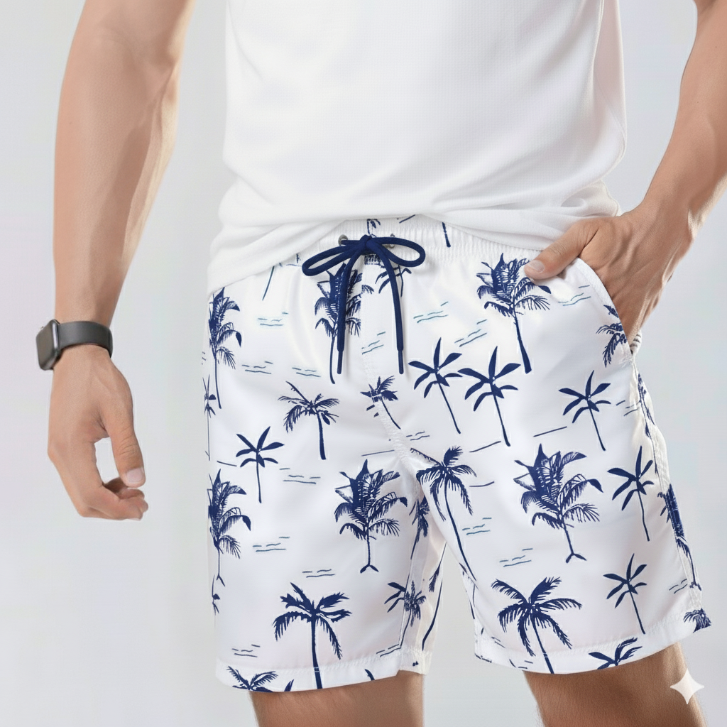 Kit 3 Bermudas Masculinas Estampadas Coqueiro Premium