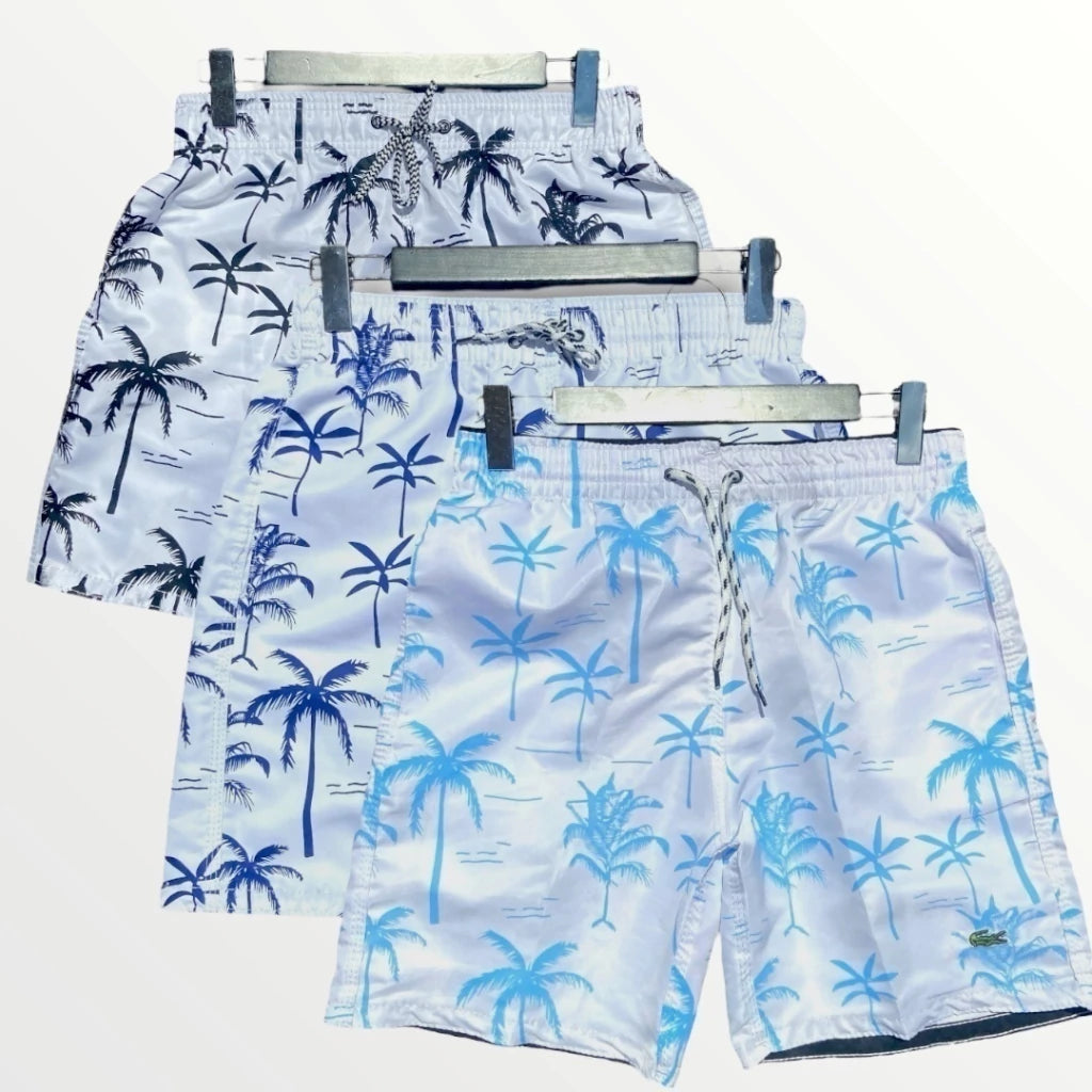 Kit 3 Bermudas Masculinas Estampadas Coqueiro Premium